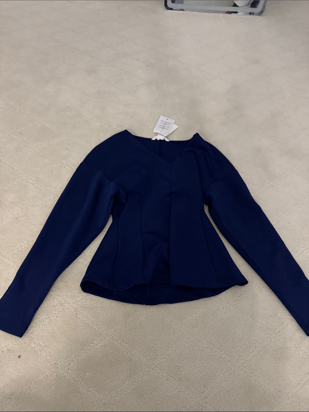 H&M Navy V-Neck Long Sleeve Peplum Top